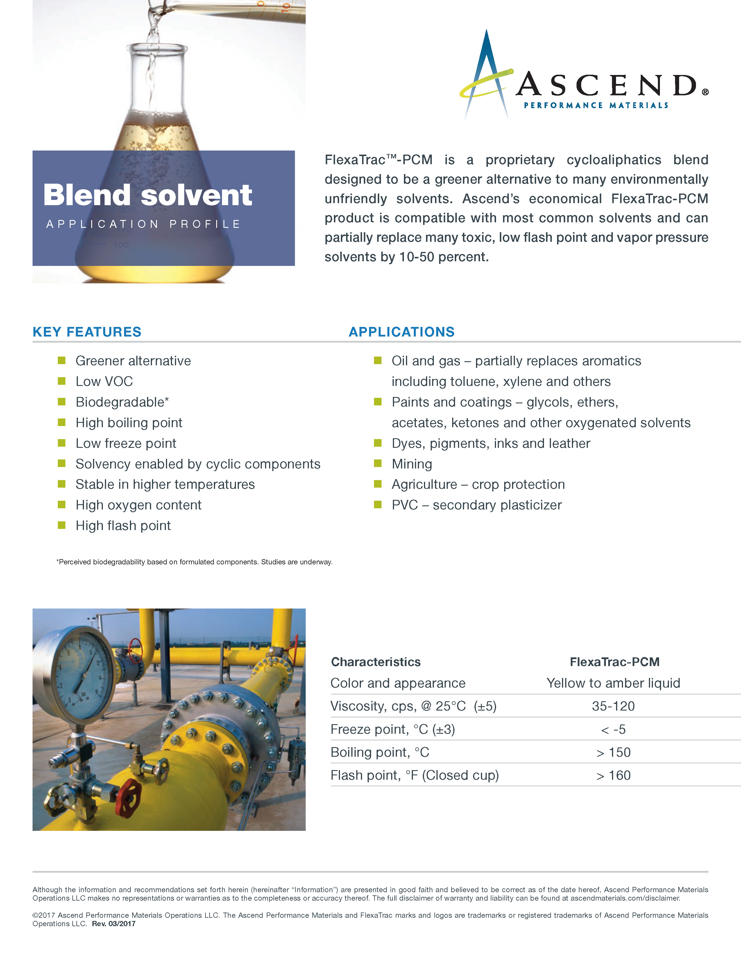 Specialty chemicals application: blend solvents