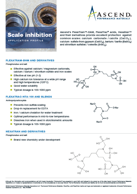 Specialty chemicals application: scale inhibition
